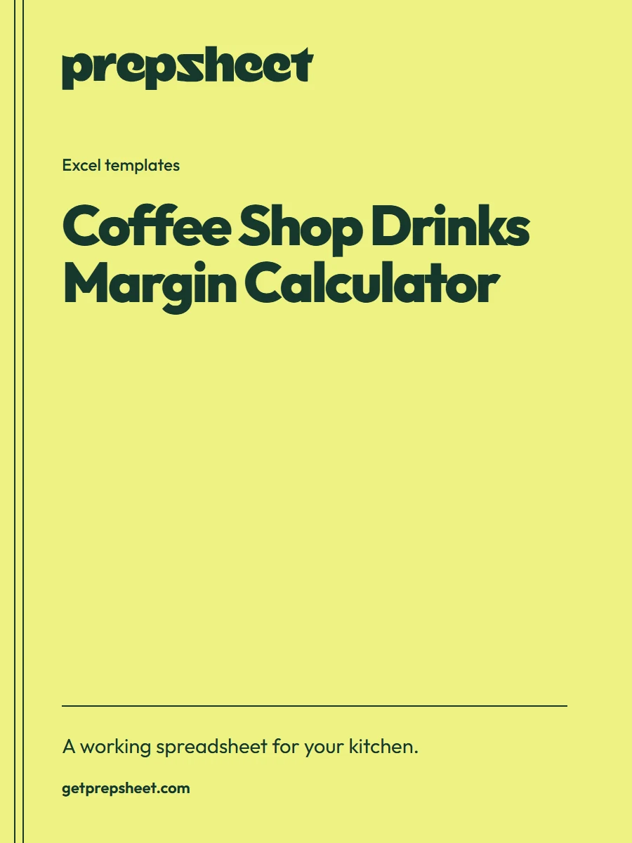 Coffee Shop Drinks Margin Calculator — PrepSheet Excel template