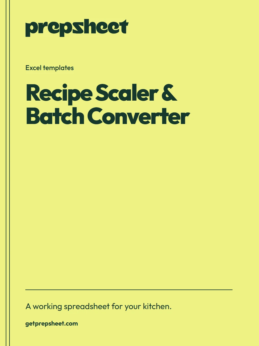 Recipe Scaler & Batch Converter — PrepSheet Excel template